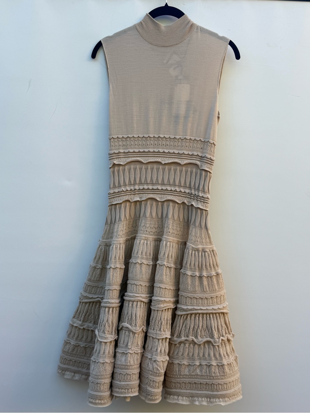 NWT Alaïa Tan Embroidered Ruffled Mini Dress - Picture 2 of 4